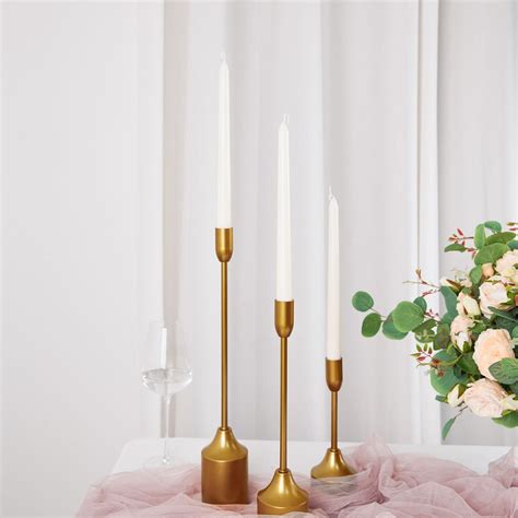 Set Of 3 Gold Taper Candle Holder Set With Heavy Metal Base Etsy