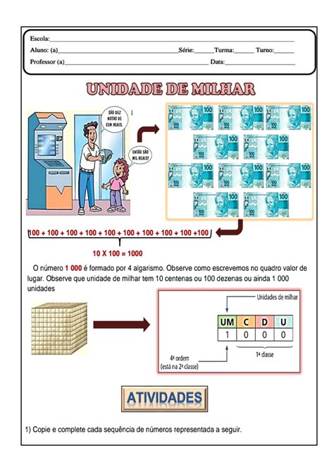 Arredonde Para Unidade De Milhar Mais Próxima - 👍Matemática: unidade de milhar Atividade de matemática para trabalhar ...