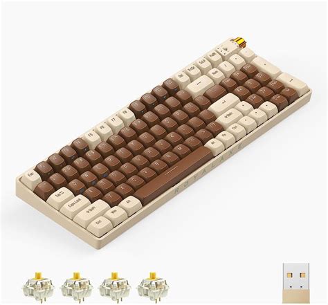 Royalaxe R Wireless Mechanical Keyboard Gateron G Pro Yellow Switch Hot Swappable Wired