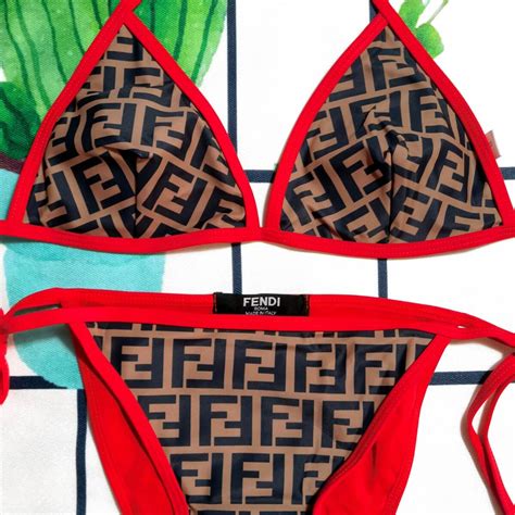 Fendi Designer String Bikini Red Beach Babe Bikini