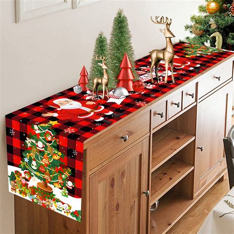 Xmax Santa Claus Table Runner Christmas Polyester Tablecloth Dining