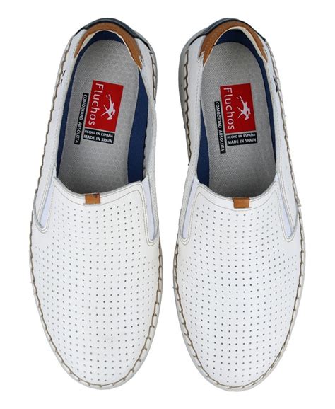 Fluchos F1719 White leather casual shoes for men in white