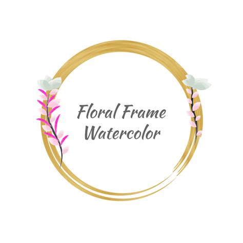 Golden Frame Floral Watercolor Vector Illustration Floral Watercolor