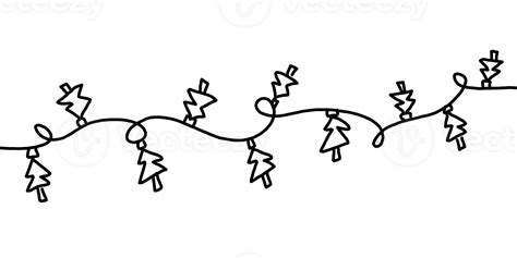 a line drawing of a christmas tree with lights 35983566 PNG