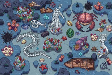 Free Top Down Seabed Objects Pixel Art By 2d Game Assets On Dribbble