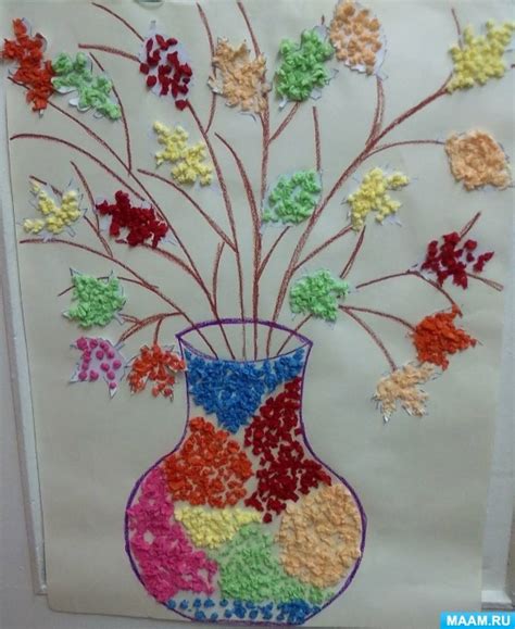 Создание панно «Осенние веточки в вазе» в технике аппликации из ...