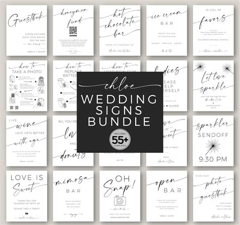Wedding Reception Signage Templates Bundle Custom Bridal Shower Table
