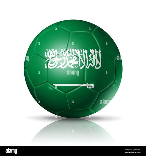 D Soccer Ball With Saudi Arabia Team Flag Isolated On White Football