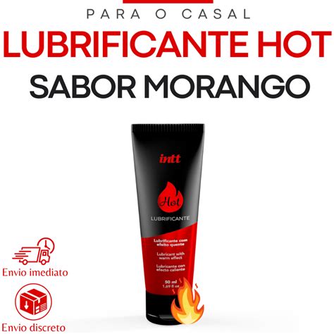 Lubrificante Intimo Sexual Feminino Masculino Efeito Quente Beijável Hot Sabor Morango ml Intt