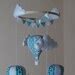 Unisex Hot Air Balloon Nursery Baby Mobile With Bunting Teal And Grey Polka Quatrofoil Etsy