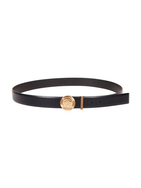 Men Versace Black Leather Belt