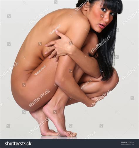 Scared Naked Girl Squats Having Embraced Stock Photo 33092164 Shutterstock