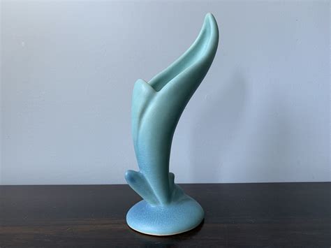 Van Briggle Pottery Bird Of Paradise Bud Vase Ming Blue Etsy Bud