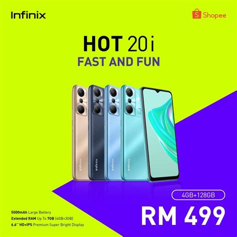 Siri Infinix Hot 20 Dijual Di Malaysia Pada Harga Bermula RM499