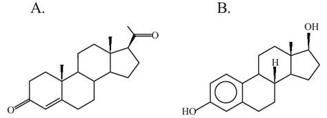 Chemical Structure Of Mammalian Sex Hormones Progesterone A And