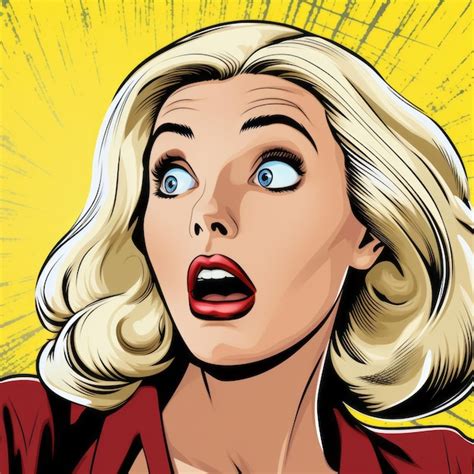 Blonde Woman Surprised Pop Art Vector Illustration Premium Ai Generated Image