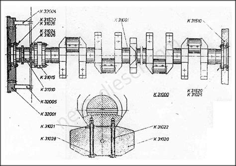 Коленчатый вал К 31000 | Каталог запасных частей дизеля ﻿Sulzer 40/48