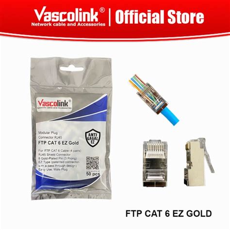 Jual Vascolink Rj Connector Ftp Cat Ez Gold Pin Isi Pcs Jakarta