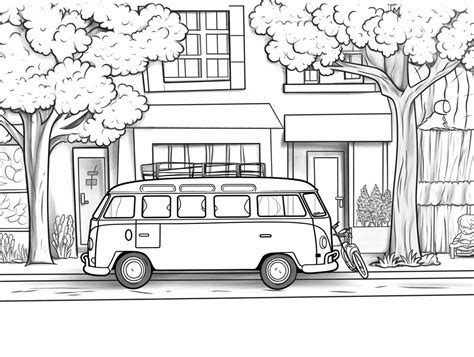 Lovable Van Coloring Coloring Page