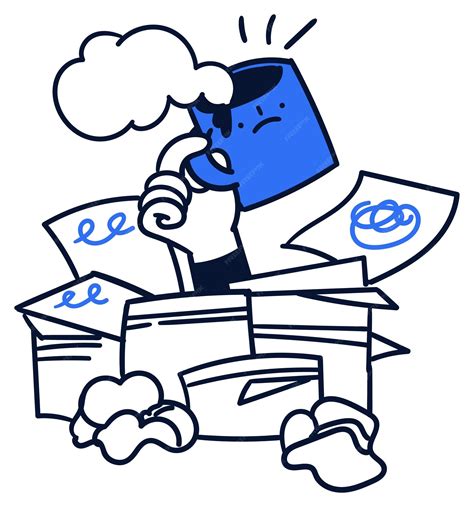 Premium Vector | Frustrated cartoon character with overwhelming paperwork