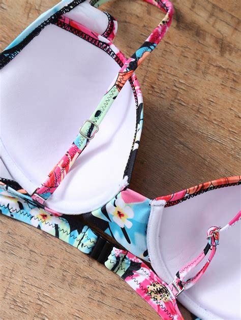 Dresslily Photo Gallery Floral Spaghetti Strap Padded Bikini Set