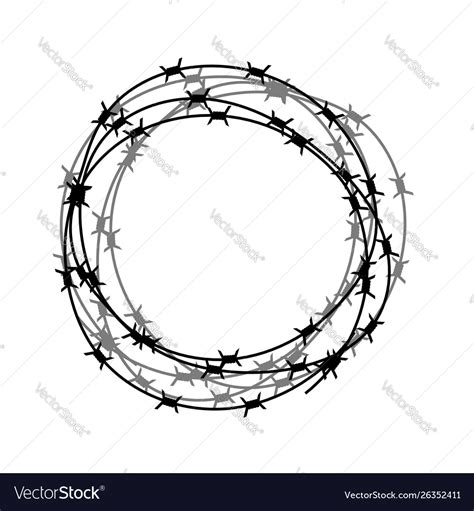 Barbed Wire Circle Isolated On White Background Vector Image