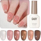 Amazon GAOY Jelly Nude Gel Nail Polish Set 6 Transparent Colors Sheer Red Pink Brown Soak