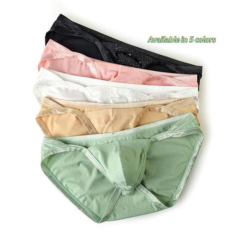 Clever Menmodemen S Underwear Shiny Bulge Pouch Elastic Underpants Low Waist Butt Lift Bikini