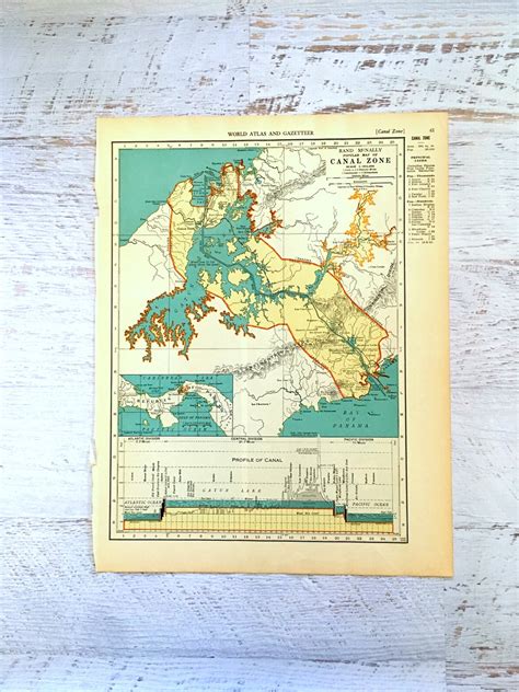 Antique Map Canal Zone/ Panama Canal. Vintage Maps. 1937 Historical ...