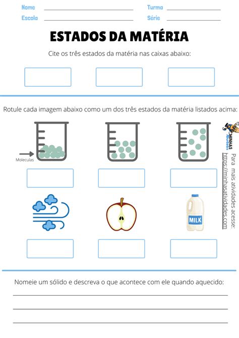 Atividades Sobre Os Estados Fisicos Da Agua 3 Ano Fundamental