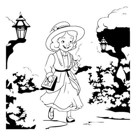 Premium Vector Elderly Woman Walking In The Park Vector Illustration