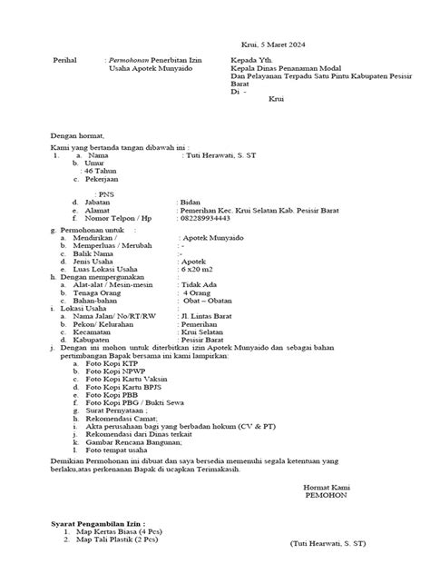 Formulir Permohonan Izin Usaha Pdf Hukum
