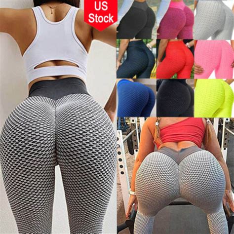 Women Anti Cellulite Yoga Pants Push Up Tik Tok Leggings Ruched Butt