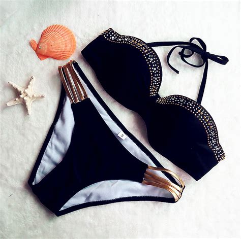 2015 Brand Push Up Women Bikini Bling Swimsuit Sexy Bathing Suit