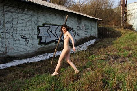 Naked Russian Brunette On Railroad Tracks Russian Sexy Girls