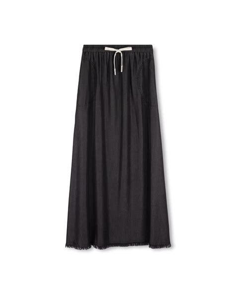 Frayed Hem Denim Skirt