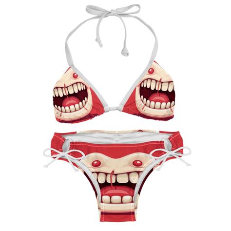 Tiny Teeth Women S Swimsuit Bikini Set Detachable Sponge Adjustable Strap Pack Swim Suits