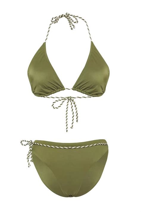 Buy Trendyol Khaki Triangle Binding Detail Regular Bikini Set 2025 Online ZALORA