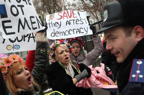 Ukrainian Policemen Block Members Womens Rights Editorial Stock Photo ...