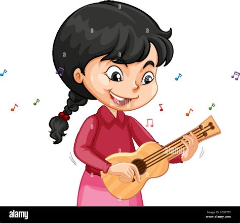 A Girl Cartoon Character Playing Ukulele Stock Vector Image And Art Alamy