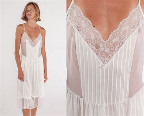 White Lingerie Nightgown S Sheer Lace Slip Dress Ruffled Bridal Shop Exile Tucson AZ