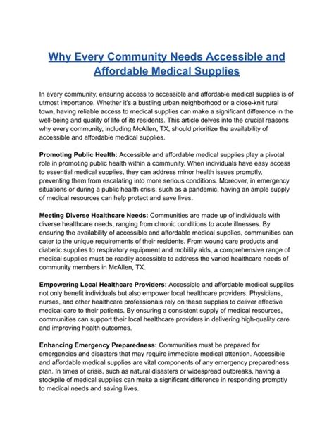 PPT - Why Every Community Needs Accessible and Affordable Medical ...