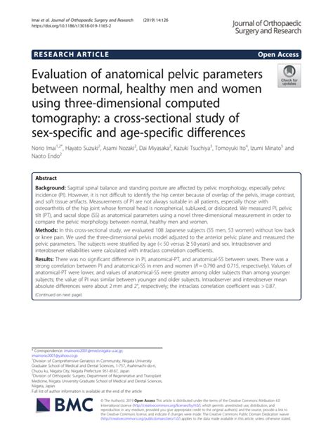 Evaluation Of Anatomical Pelvic Parameters Between Normal Healthy Men And Women Using Three