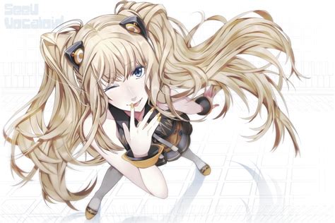 Blonde Hair Blue Eyes Long Hair Seeu Toya Kure Twintails Vocaloid White Wink Konachan