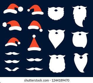 Cute Vector Set Santa Hats Beards Stock Vector Royalty Free