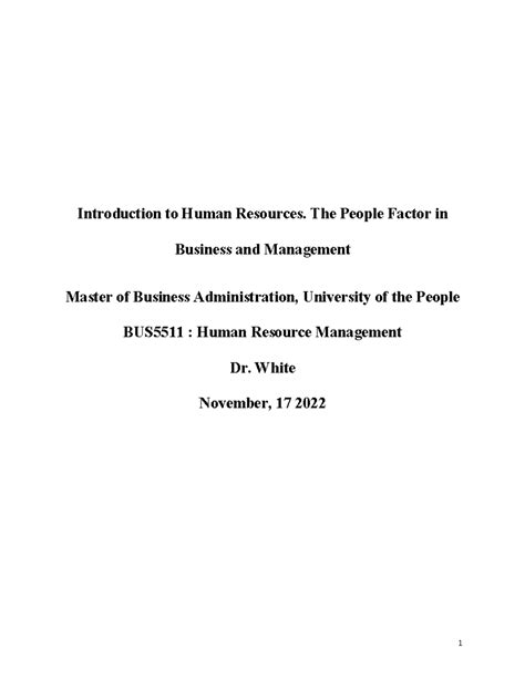 Written Assignment Unit Introduction To Human Resources The People