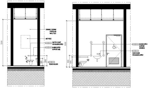 Handicap Washroom Details With Design Suitable For Handicaps Dwg