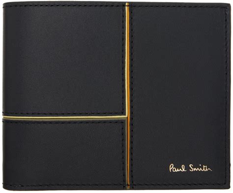 Black Paneled Leather Billfold Wallet By Paul Smith On Sale