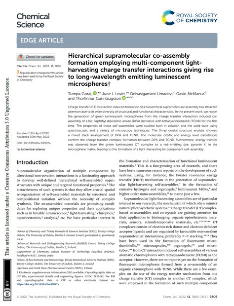 Pdf Hierarchical Supramolecular Co Assembly Formation Employing Multi