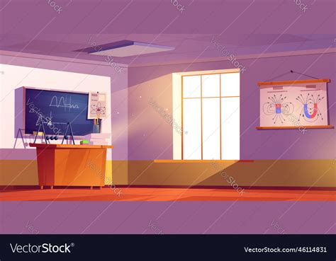 Empty school physics classroom with chalkboard Vector Image